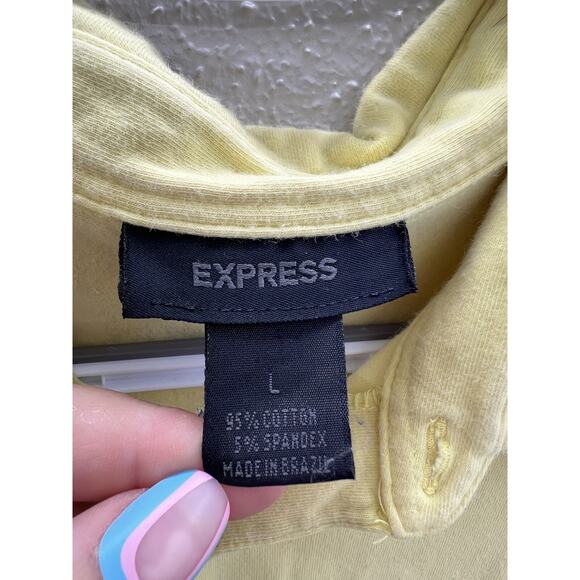 Mens Express Shirt Size Large Solid Yellow Short Sleeve Polo - Picture 3 of 10